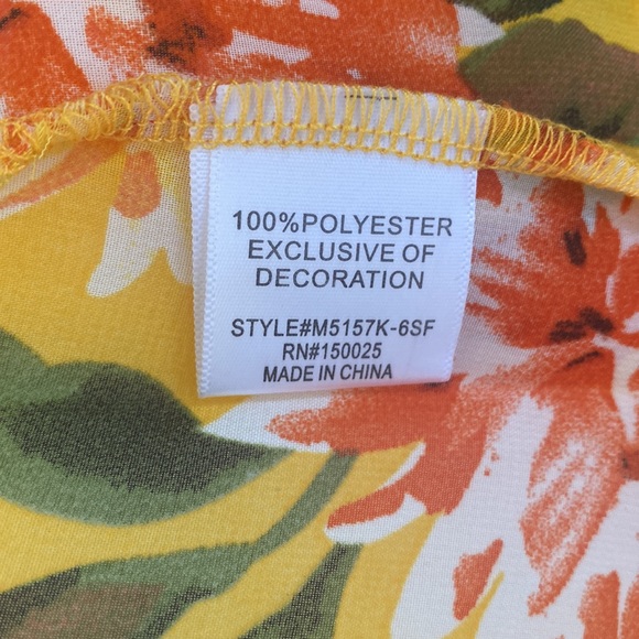 (B9) Emory Park Kimono Womens Medium Yellow Orange Floral Open Face Cardigan NWT - Picture 5 of 8